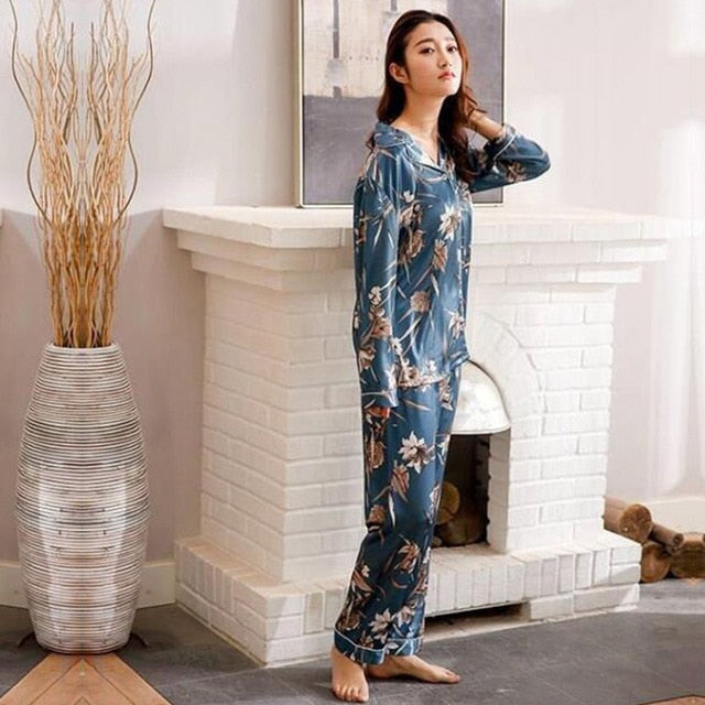Silk Satin  Couple Pajamas Set