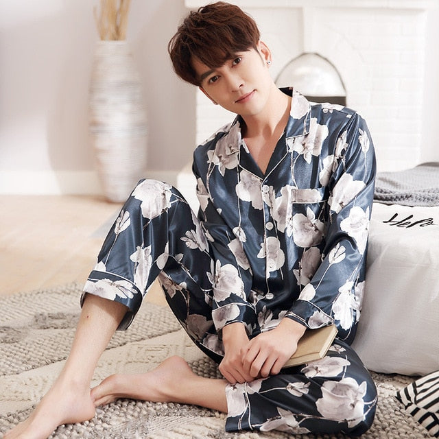 Silk Satin  Couple Pajamas Set