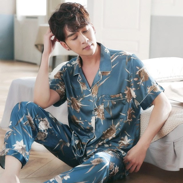 Silk Satin  Couple Pajamas Set