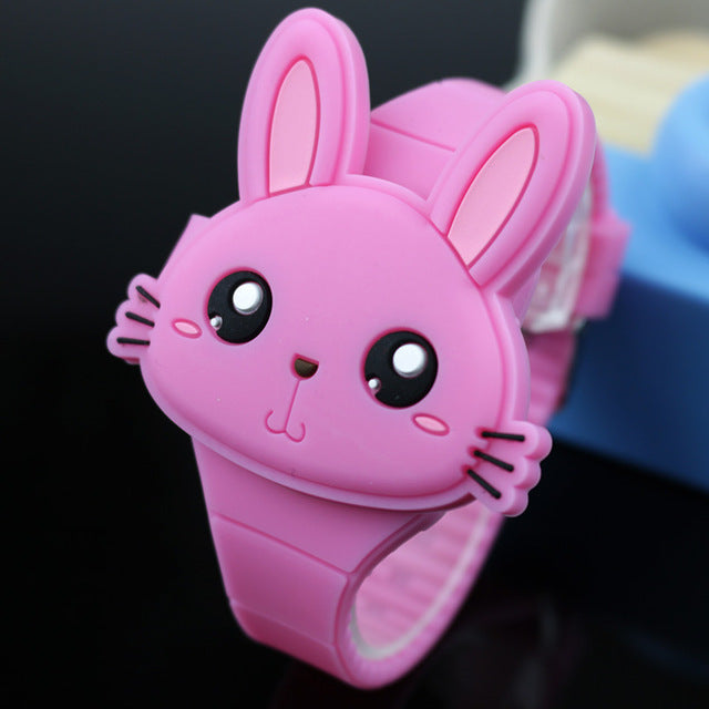 Lovely Rabbit Cartoon Children Watches Flip Cover Rubber Electronic Kids Watch for Boy Student Girls Clock Reloj Infantil Saati - Shopeasywear