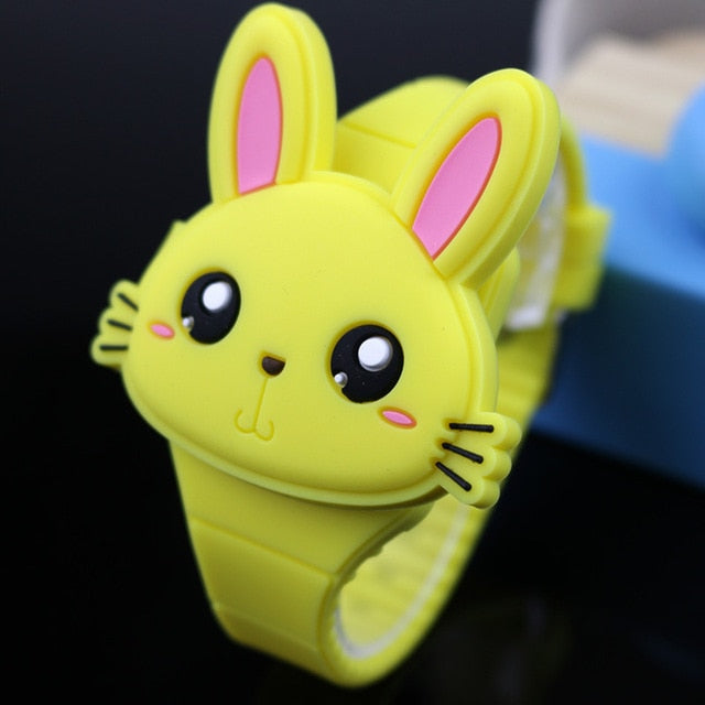Lovely Rabbit Cartoon Children Watches Flip Cover Rubber Electronic Kids Watch for Boy Student Girls Clock Reloj Infantil Saati - Shopeasywear