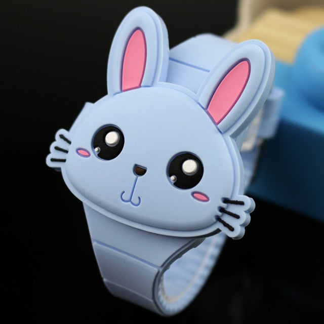 Lovely Rabbit Cartoon Children Watches Flip Cover Rubber Electronic Kids Watch for Boy Student Girls Clock Reloj Infantil Saati - Shopeasywear