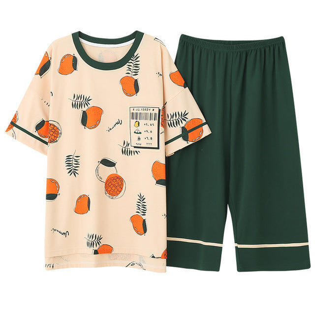 Newest Summer 100% Cotton Cartoon Women Pajamas