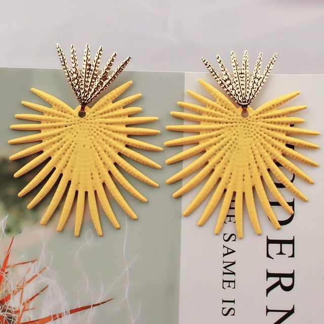 New exaggerated Big Earrings for Women Irregular Geometric Zinc Alloy Earring Fashion female Jewelry Halloween Gifts Red Green - Shopeasywear