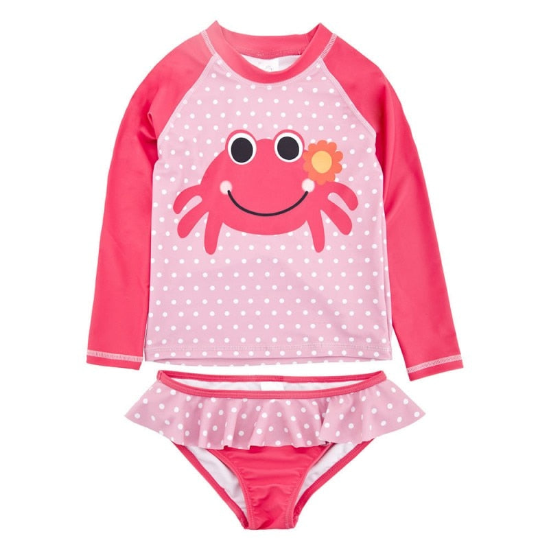 Baby Girls Crab Pink Dot Swimsuit