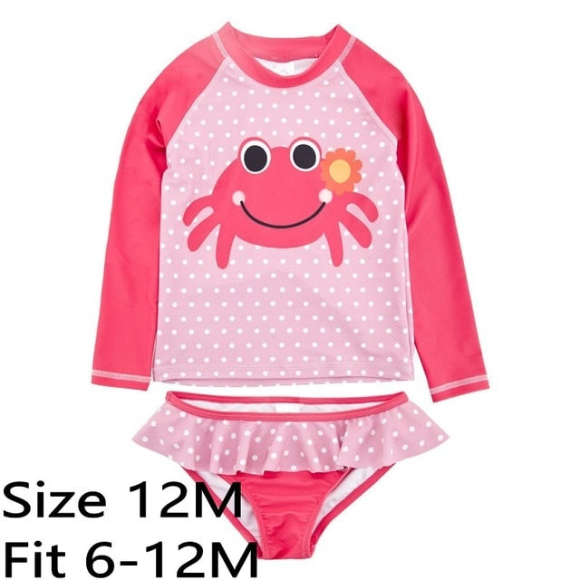 Baby Girls Crab Pink Dot Swimsuit