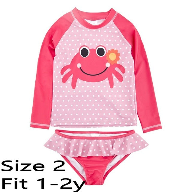 Baby Girls Crab Pink Dot Swimsuit