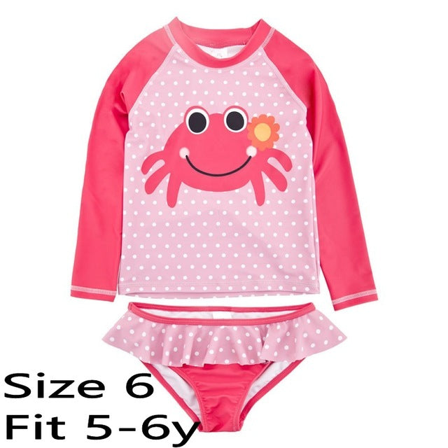 Baby Girls Crab Pink Dot Swimsuit