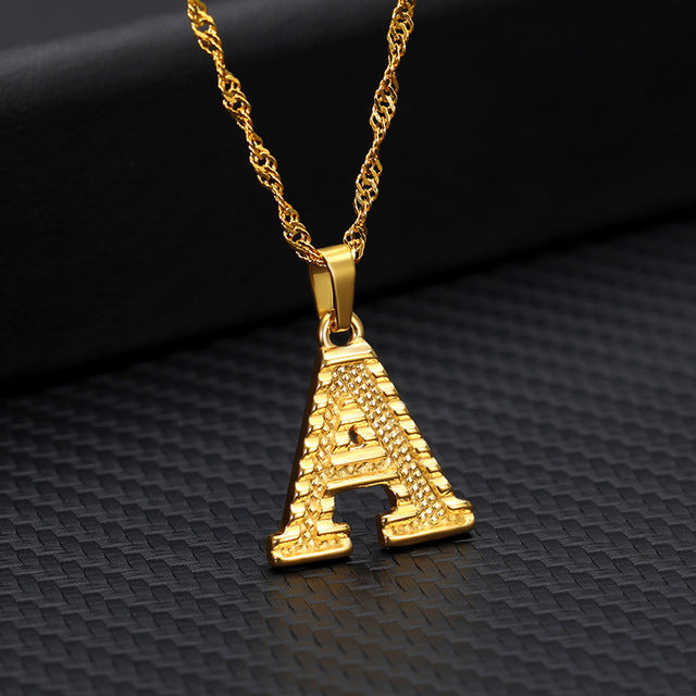 Tiny Gold Initial Letter Necklace - Shopeasywear