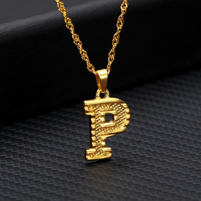 Tiny Gold Initial Letter Necklace - Shopeasywear
