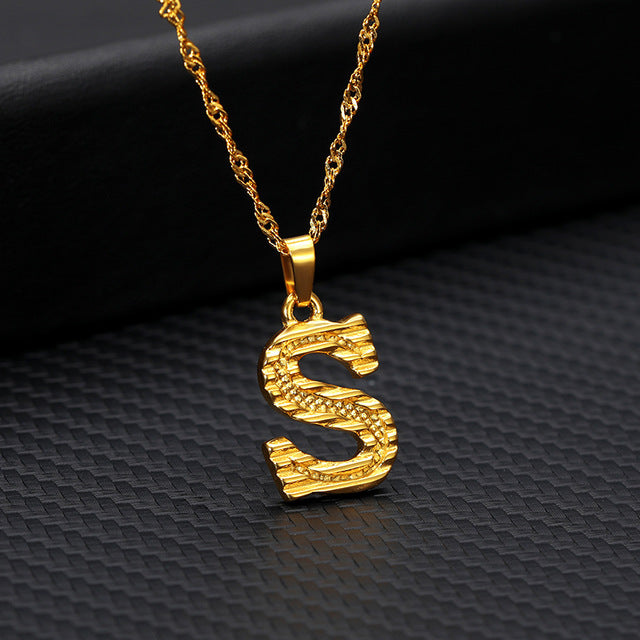 Tiny Gold Initial Letter Necklace - Shopeasywear