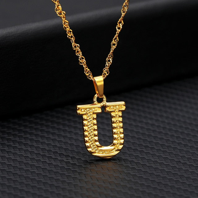 Tiny Gold Initial Letter Necklace - Shopeasywear