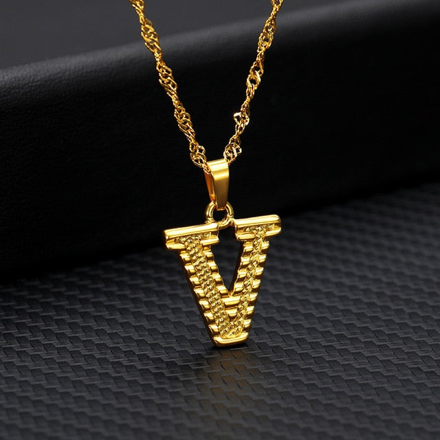 Tiny Gold Initial Letter Necklace - Shopeasywear