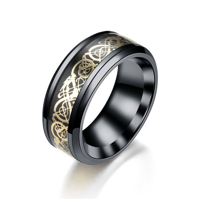 Red Black Dragon Stainless Steel Rings - Shopeasywear