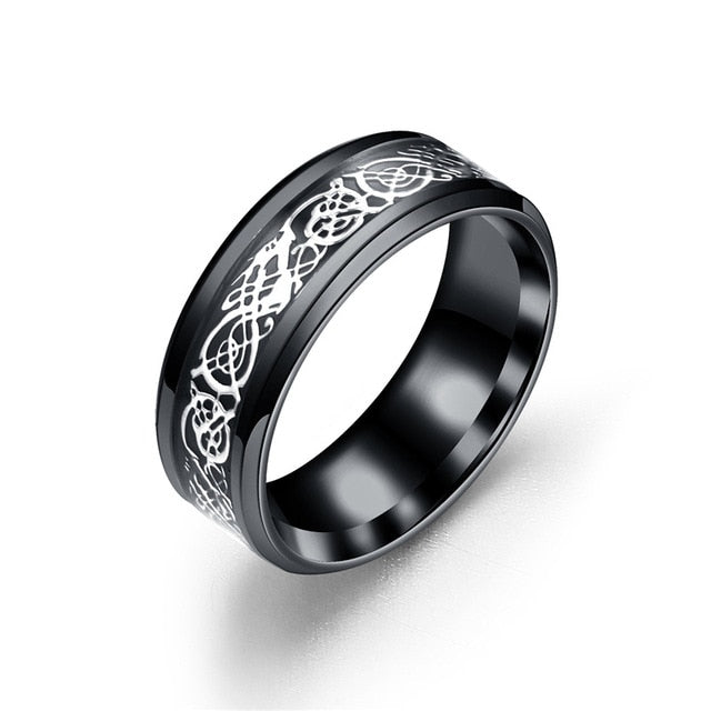 Red Black Dragon Stainless Steel Rings - Shopeasywear