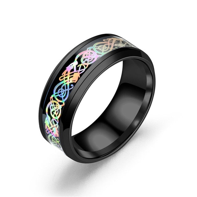 Red Black Dragon Stainless Steel Rings - Shopeasywear