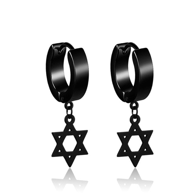 1 pair Punk Black Multiple Styles Stainless Earrings - Jeglow store