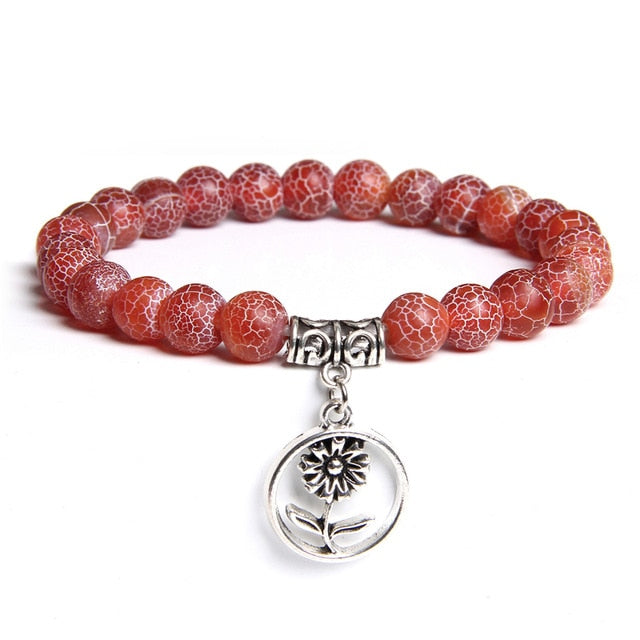 Handmade Natural Stone Lotus Ohm Buddha Beads Bracelet Pink Zebra Stone Lotus Charm Bracelet for Women Men Yoga  Jewelry Gifts - Shopeasywear