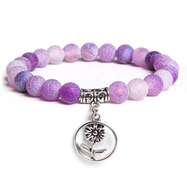 Handmade Natural Stone Lotus Ohm Buddha Beads Bracelet Pink Zebra Stone Lotus Charm Bracelet for Women Men Yoga  Jewelry Gifts - Shopeasywear