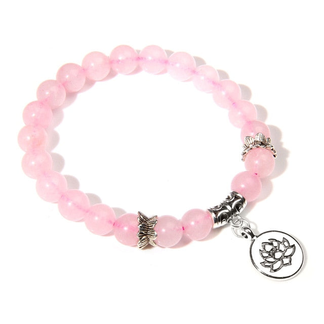 Handmade Natural Stone Lotus Ohm Buddha Beads Bracelet Pink Zebra Stone Lotus Charm Bracelet for Women Men Yoga  Jewelry Gifts - Shopeasywear
