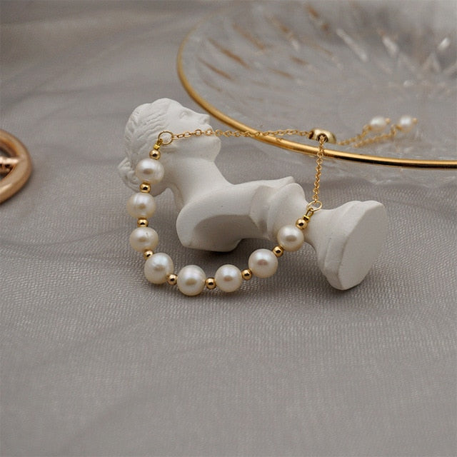 Natural Pearl Gold Bracelet
