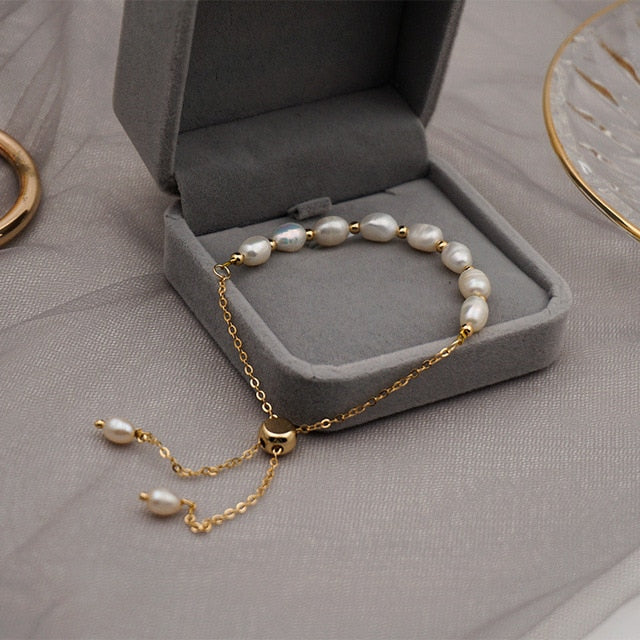 Natural Pearl Gold Bracelet