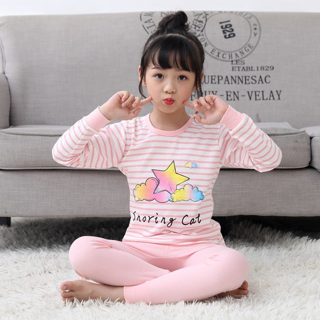 Autumn Winter Baby Girls Pajamas Sets