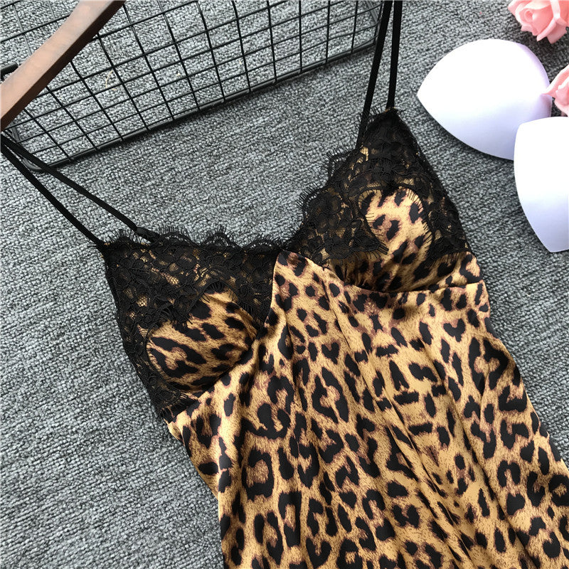 Leopard Print Silk Pajamas for Women