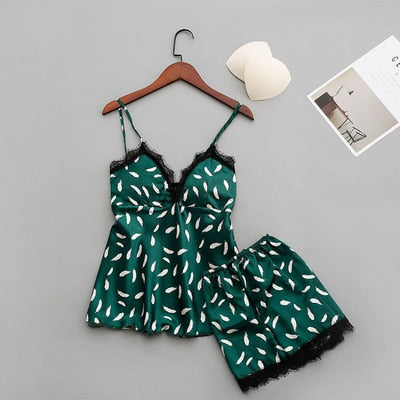 Sleep Lounge Women Pajamas Sets with Chest Pad