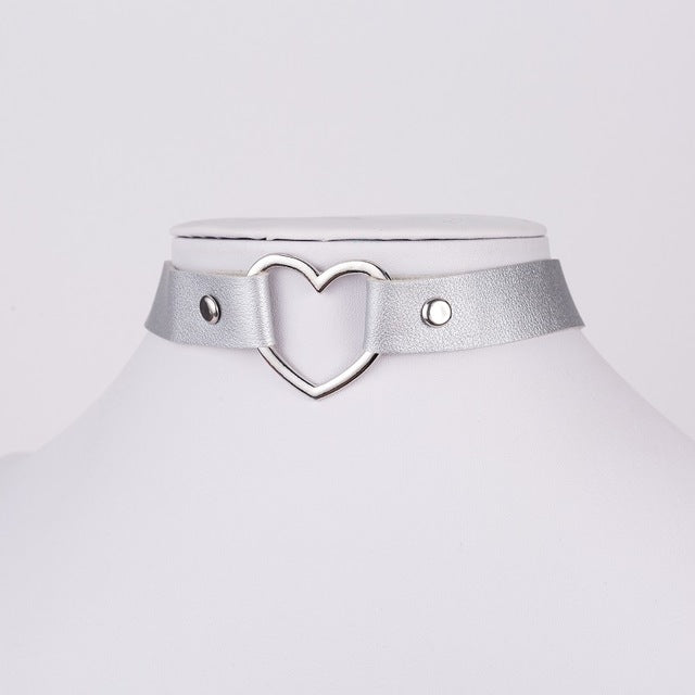 Heart Studded Choker Necklace - Shopeasywear