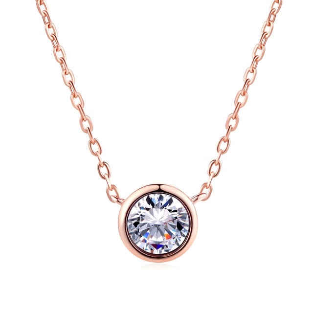 Cubic Zirconia Rose Pendant Necklace - Shopeasywear