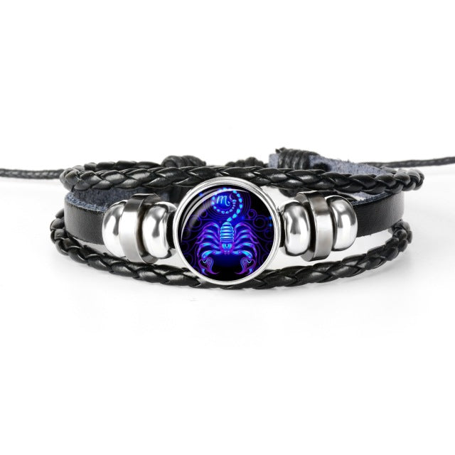 12 Constellation Zodiac Sign Black Bracelet - Jeglow store