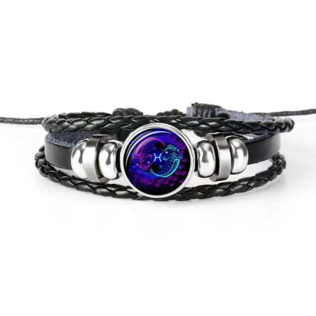 12 Constellation Zodiac Sign Black Bracelet - Jeglow store