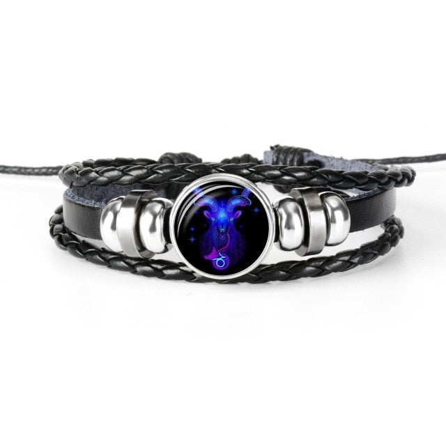 12 Constellation Zodiac Sign Black Bracelet - Jeglow store