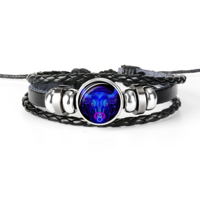 12 Constellation Zodiac Sign Black Bracelet - Jeglow store
