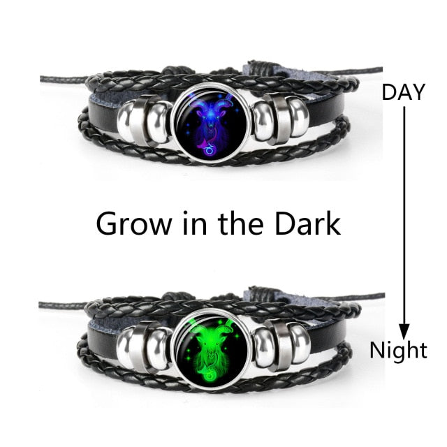 12 Constellation Zodiac Sign Black Bracelet - Jeglow store