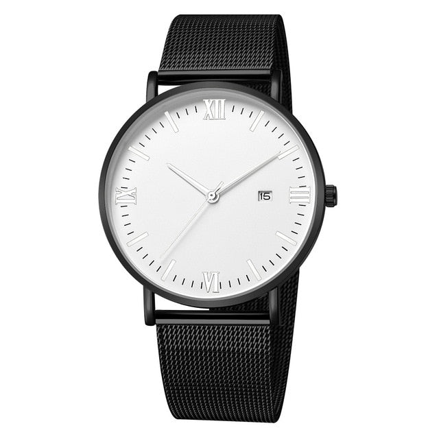 Dial Leather Band Wrist Watch - Shopeasywear