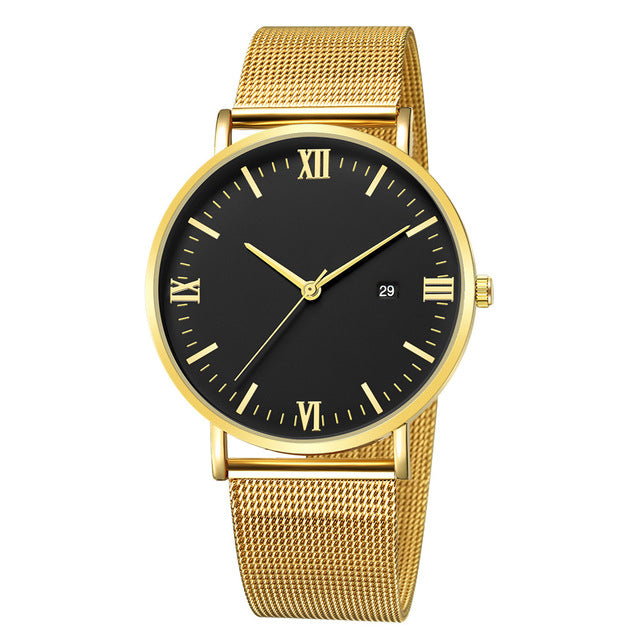 Dial Leather Band Wrist Watch - Shopeasywear