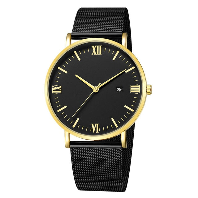 Dial Leather Band Wrist Watch - Shopeasywear