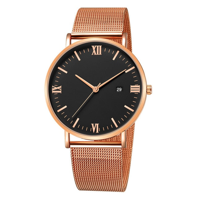 Dial Leather Band Wrist Watch - Shopeasywear