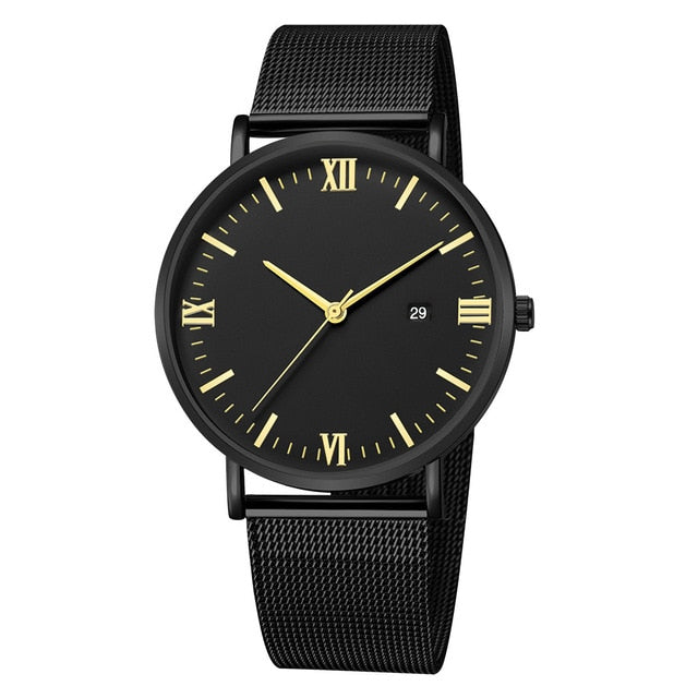 Dial Leather Band Wrist Watch - Shopeasywear