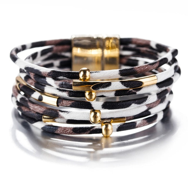 Amorcome Leopard Leather Bracelets - Shopeasywear