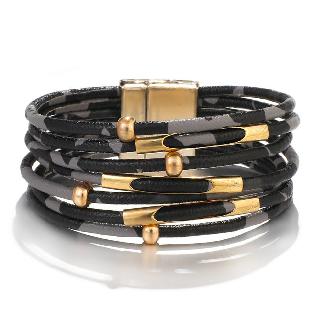 Amorcome Leopard Leather Bracelets - Shopeasywear