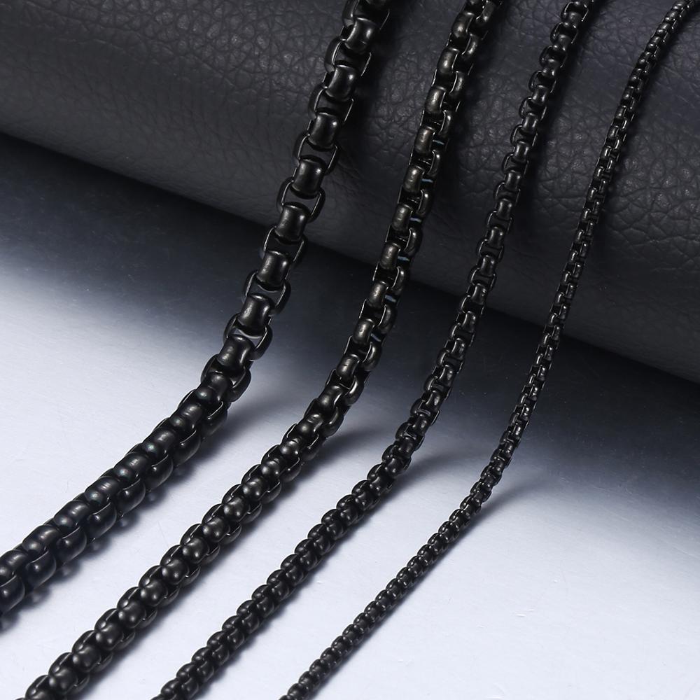 2-5mm Black Box Chain Necklace