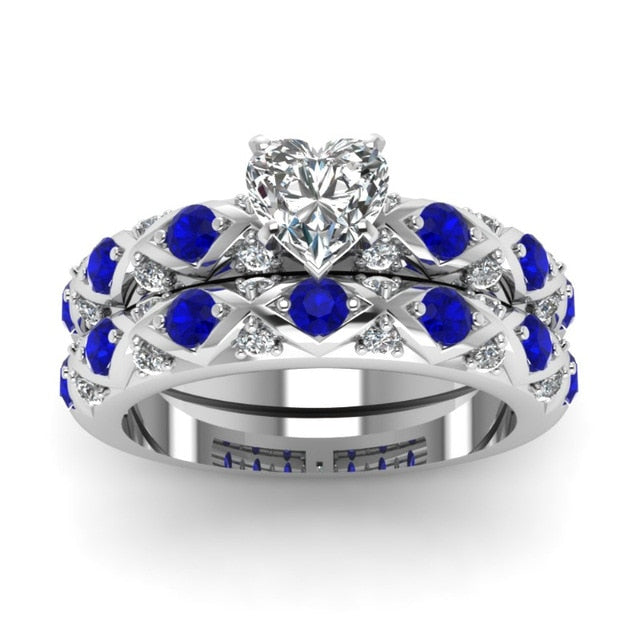 Double Green Blue Square Ring - Shopeasywear