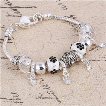 Pink Crystal Charm Silver Color Bracelets - Shopeasywear