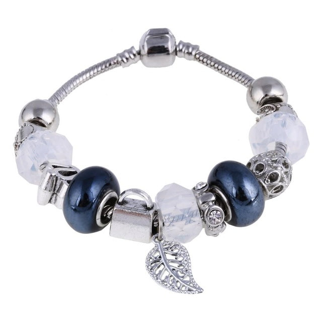 Pink Crystal Charm Silver Color Bracelets - Shopeasywear