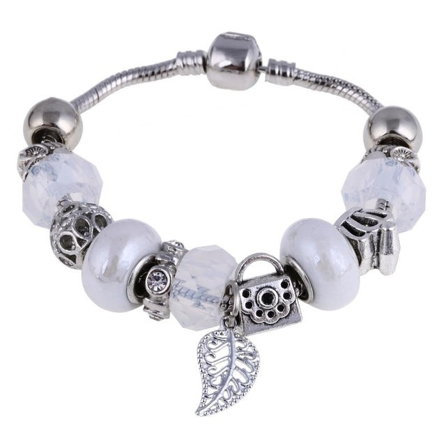 Pink Crystal Charm Silver Color Bracelets - Shopeasywear