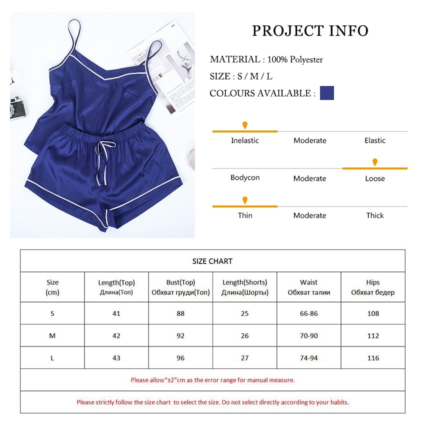 Contrast Stripe Side Navy Pajama Set