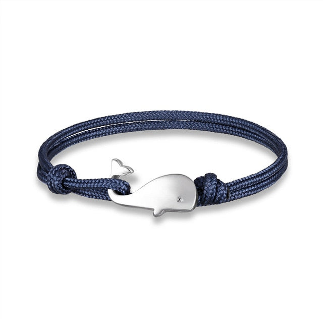 MKENDN Navy style Camping Parachute cord Whale Tail Anchor Bracelet Men Women 550 Paracord Jewelry Wrap Metal Hooks - Shopeasywear